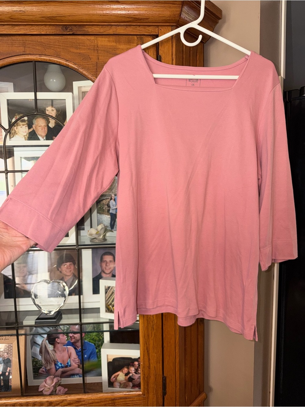 1X Women's Pink Square Neck 3/4 Sleeve Top. MUST BE BUNDLED